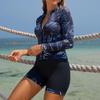 Zweiteiliger Damen-Rennbadeanzug mit langärmeligem Reißverschluss-Oberteil und Boardshorts