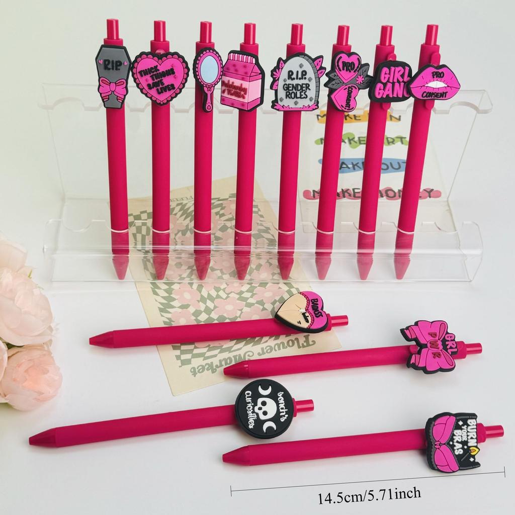 10Pcs Valentine's Day-Themed Ballpoint Pens with Cute Cartoon Roses Icons, Suitable for Use In Offices and Hospitals, A Fun Gift for Valentine's Day,