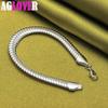 925 Sterling Silver 10mm Side Flat Chain Bracelet Jewelry