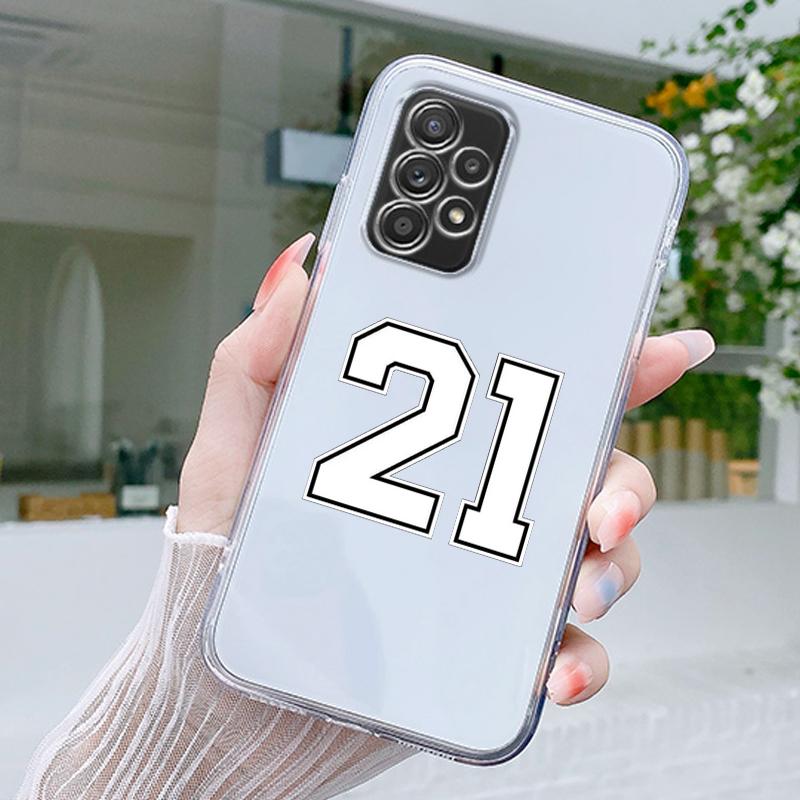 Fashion Black Number Football Case For Samsung A15 A13 A35 A55 A51 A71 A41 A31 A21S A05 A17 A23 A25 A33 A53 A73 5G A07 4G Cover