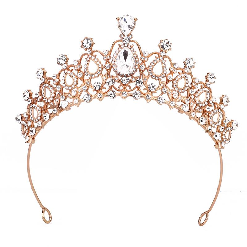 Retro Bridal Crown Tiara Princess Prom Party Queen Hair Crown Alloy Rhinestone Crown