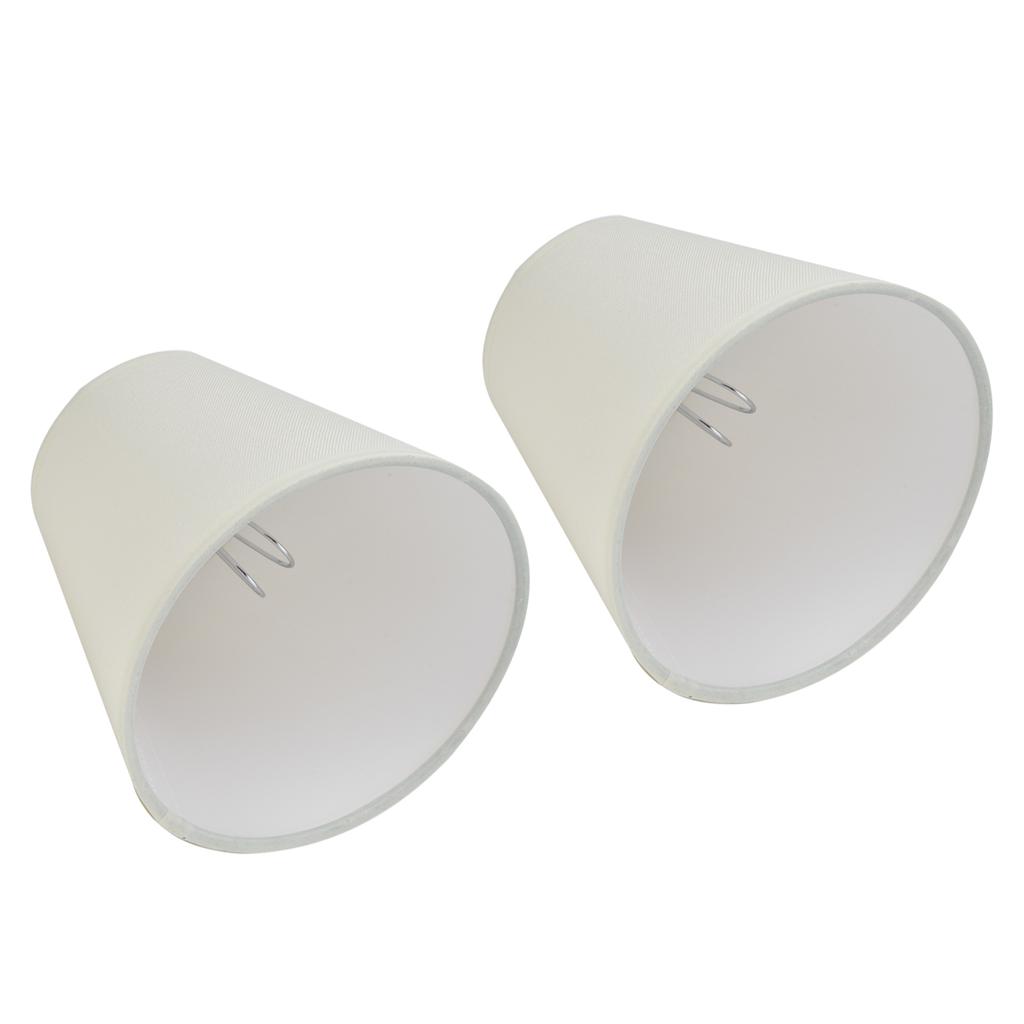 2PCS Fabric Lampshade European Style Clip On Lamp Shade for E14 Screw Chandelier Wall LampPT07 White