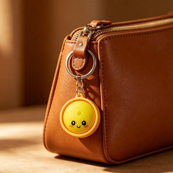 Stress Relief Keychain, with Steamed Bun Pendant, Fidget Clicker with Tactile Feedback Design, Anxiety Relief Toy for Office And Study