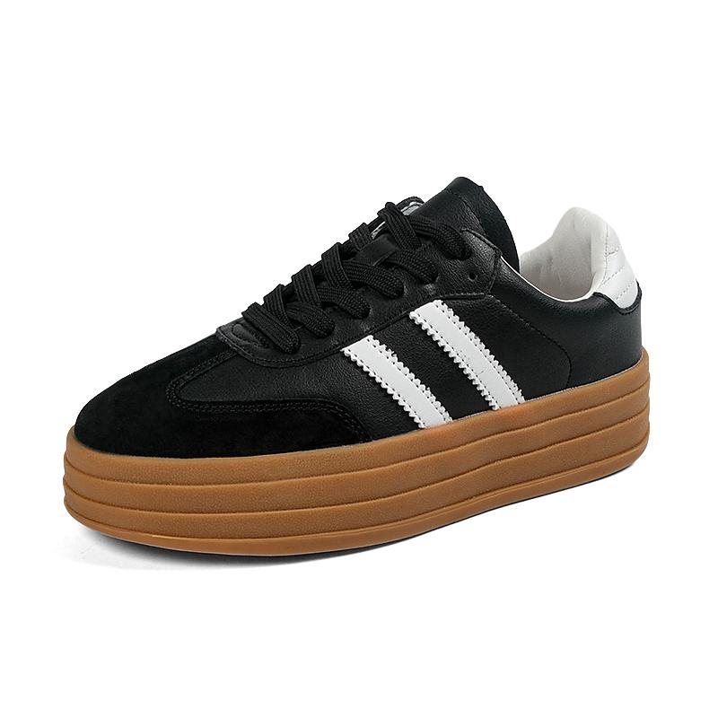 

Универсальная женская плоская белая повседневная спортивная обувь Весна Осень 2025 Новый стиль Полиуретановая подошва Резиновый верх Зрелый дизайн 40 чёрный