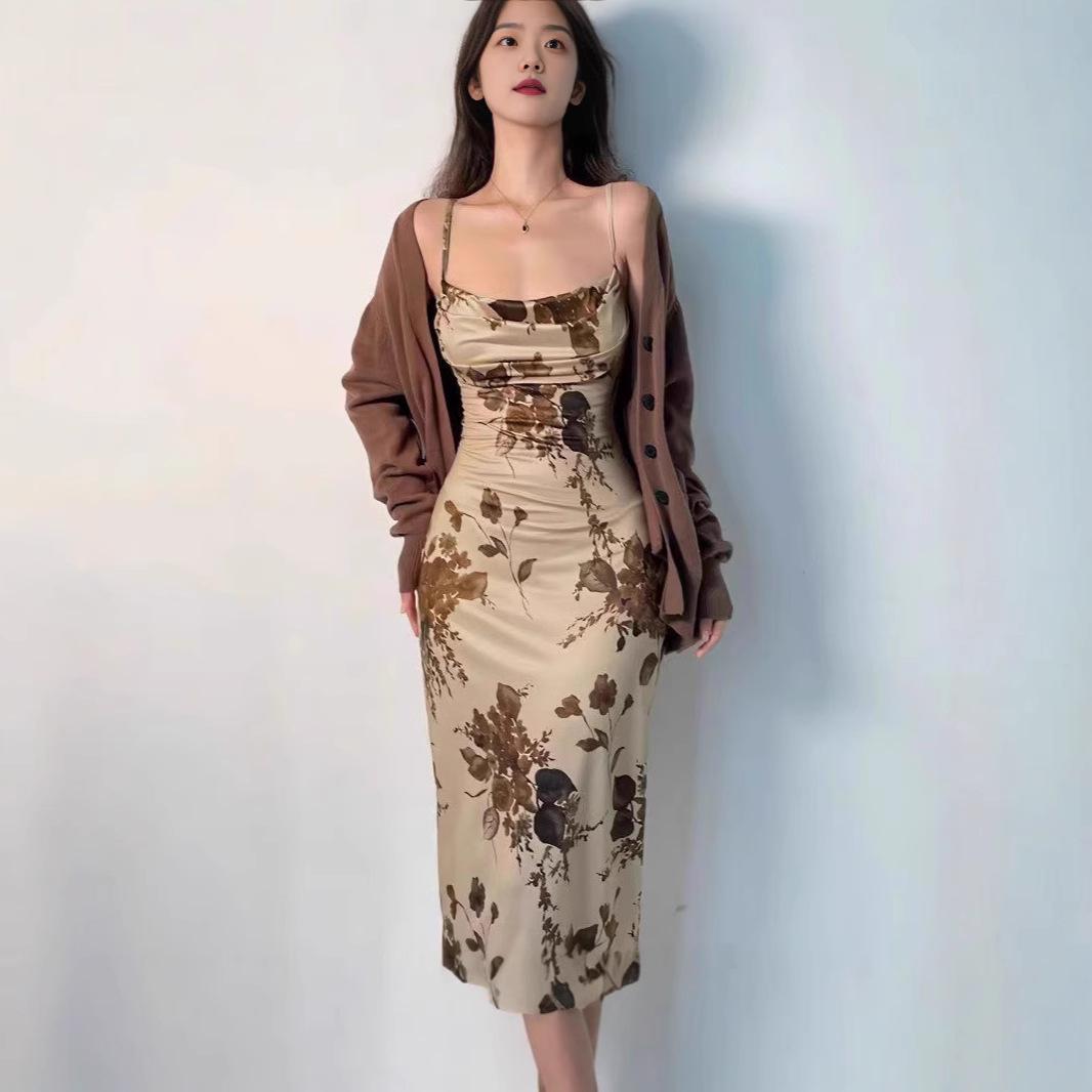 

Spicy Girl French Bodycon Dress: Sexy, Slim-Fit, Beach Vacation Print L