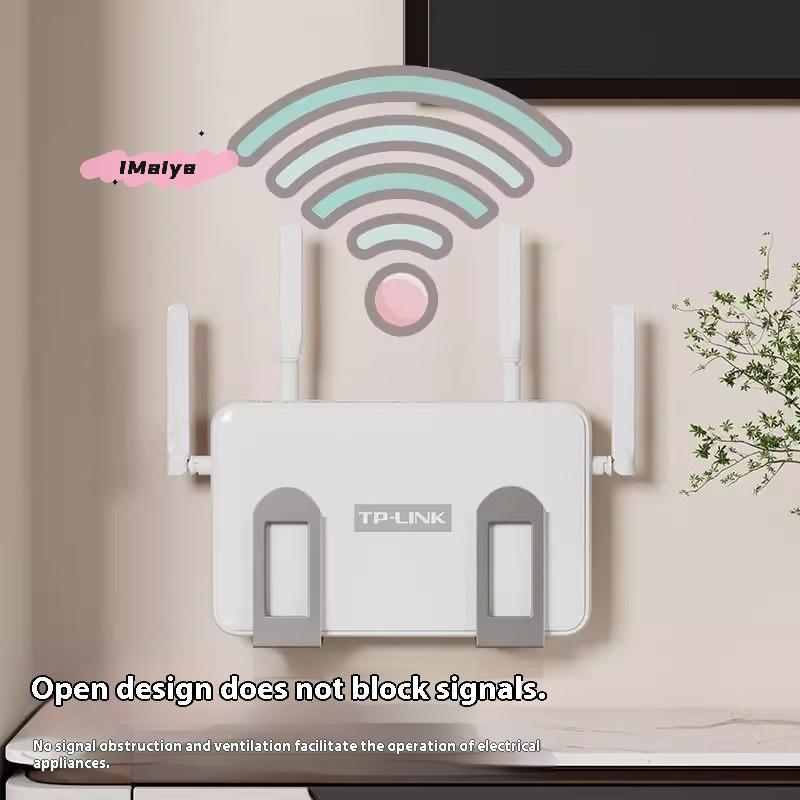 M-4Pcs Drill-Free Router Mounting Rack-Wall-Mounted Set-Top Box Holder For Living Room, Practical Organizer With Auxiliary Hooks