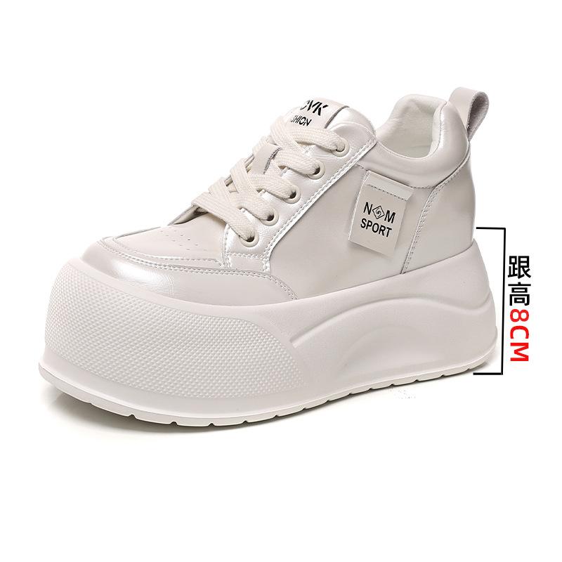 

Korean version of big head ugly cute thick-soled little white shoes women s 2025 autumn and winter new ultra-light sole lace-up inner height-increasin 34