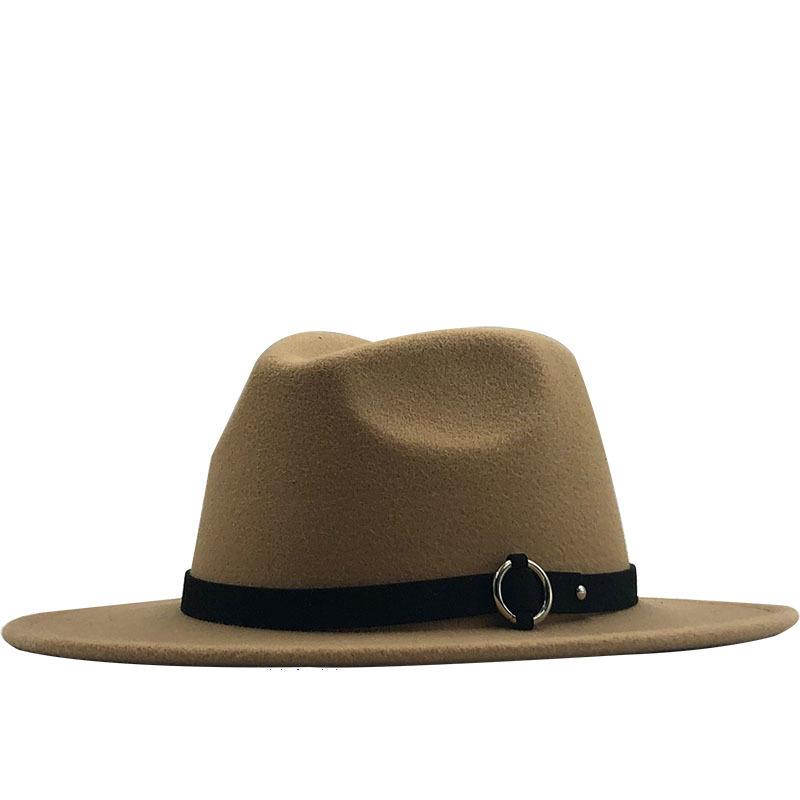 Autumn and Winter New Woolen Top Hat Flat-brimmed Big Eave Hat Versatile Straight-edged Jazz Hat Church Hat