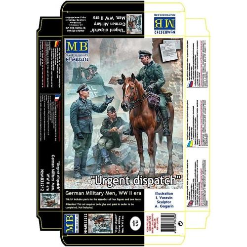 Master Box 1/35 Scale German Mounted Officer + Officer & 3 Infantrymen Emergency Messenger Plastic Model Kit MB35212