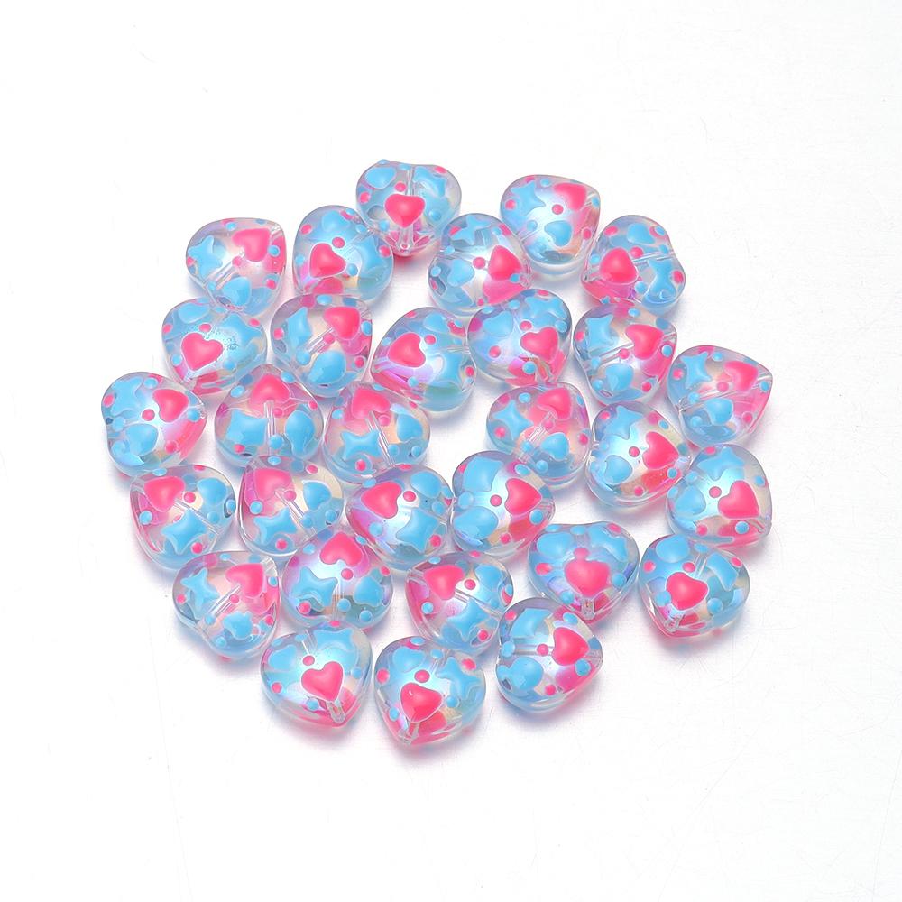 

5pcs/lot Glass Heart Beads Color Hand-painted Loose Spacer Bead for Jewelry Making DIY Earrings Necklace Bracelet Accessories