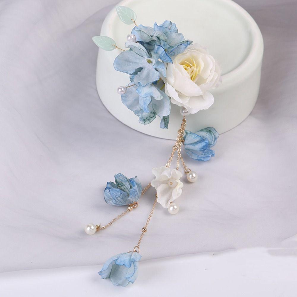 Pearl Chinese Style Hair Clip Colorful Flower Hairpin Sweet Hanfu Hair Accessories  Party