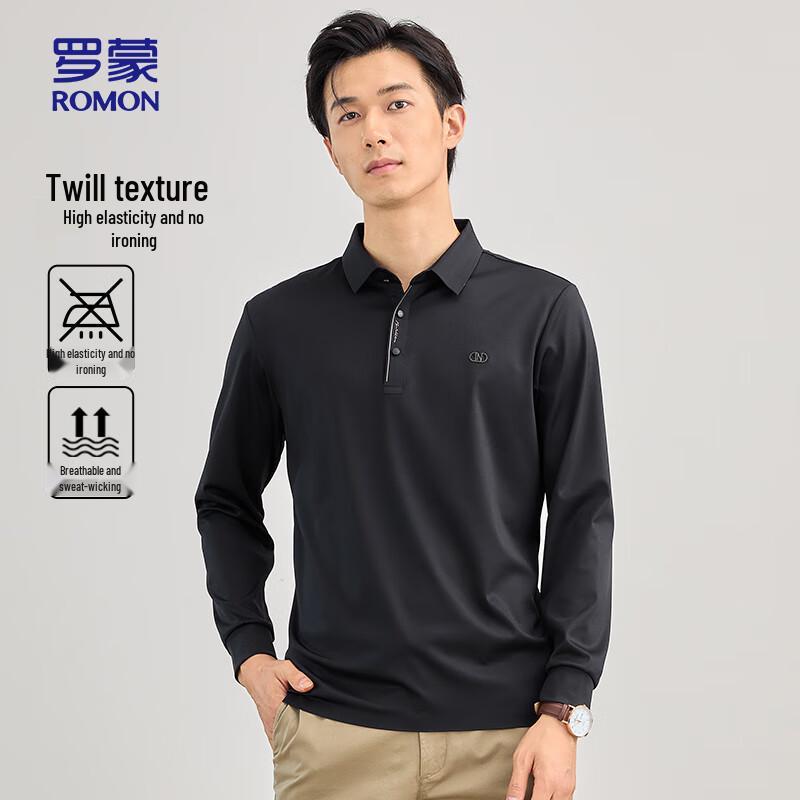 

Romon Men s High-Elastic Polo Long-Sleeve T-shirt 180