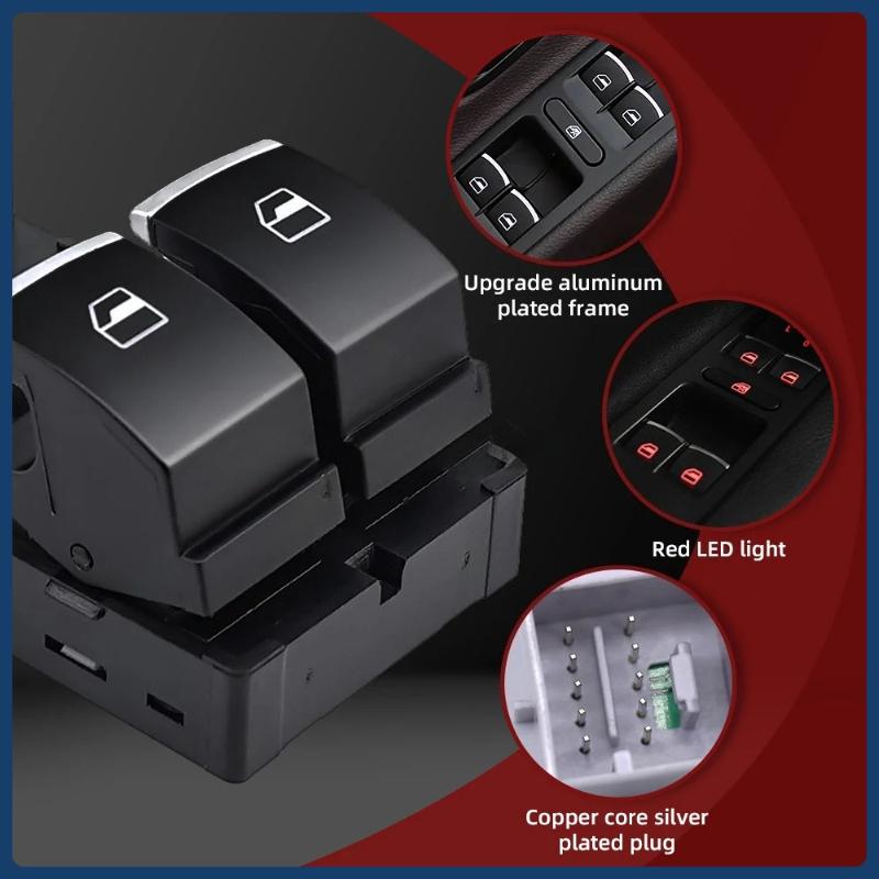 5ND959857 For VW Golf 5 6 GTI MK5 MK6 Jetta Tiguan Passat B6 CC Seat Leon MK2 Fabio Power Window Master Switch Control Button