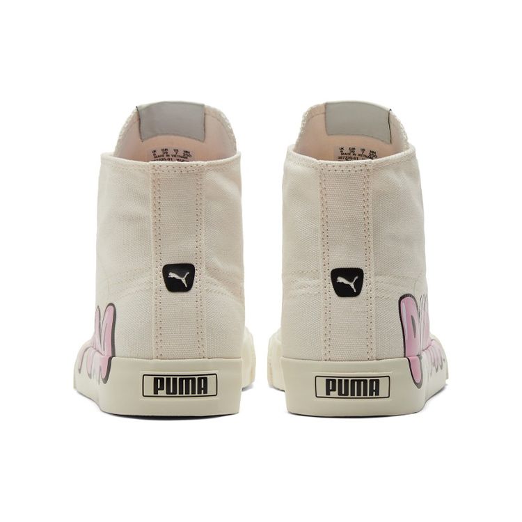 Puma Bari Mid Logo - White Unisex Sneakers Whisper-White Prism-Pink Black 387235-01