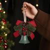 Christmas Bell Decoration Bowknot Decor Hanging Decorative Bell with Pine Branches Red Fruits Indoor Outdoor Ornament