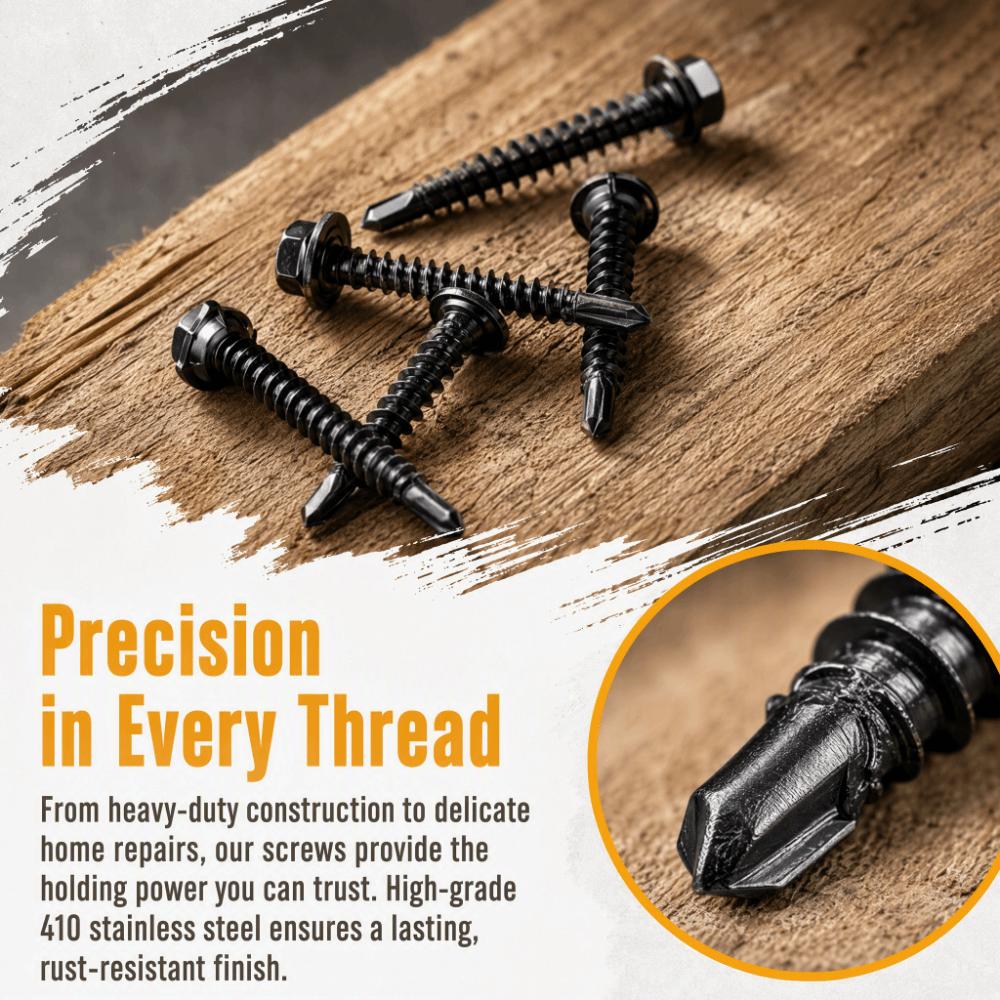 840pcs 410 Stainless Steel Self Drilling Screws Hex Washer Head Hex Nut Washer Kit  For Car