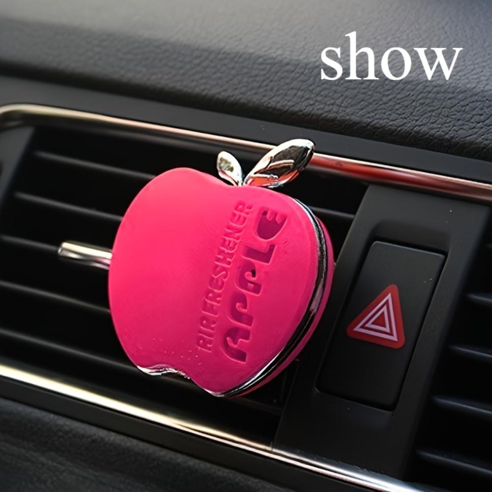 Apple-shaped Automotive Air Freshener with Floral-decorative Vent Clip Design, Including Aromatherapy Inserts, Ideal for Vehicle Interior Accessories