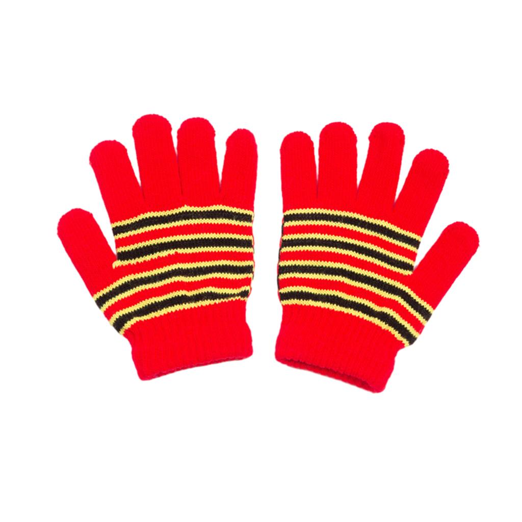 Kids Striped Pattern Gloves Full Finger Warm Mittens Stretchable Windproof Mittens for Kids Cycling Skiing Supplies