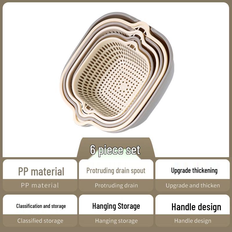 Dual-Layer Vegetable Washing and Drain Basket: Kitchen & Living Room Fruit and Vegetable Colander.