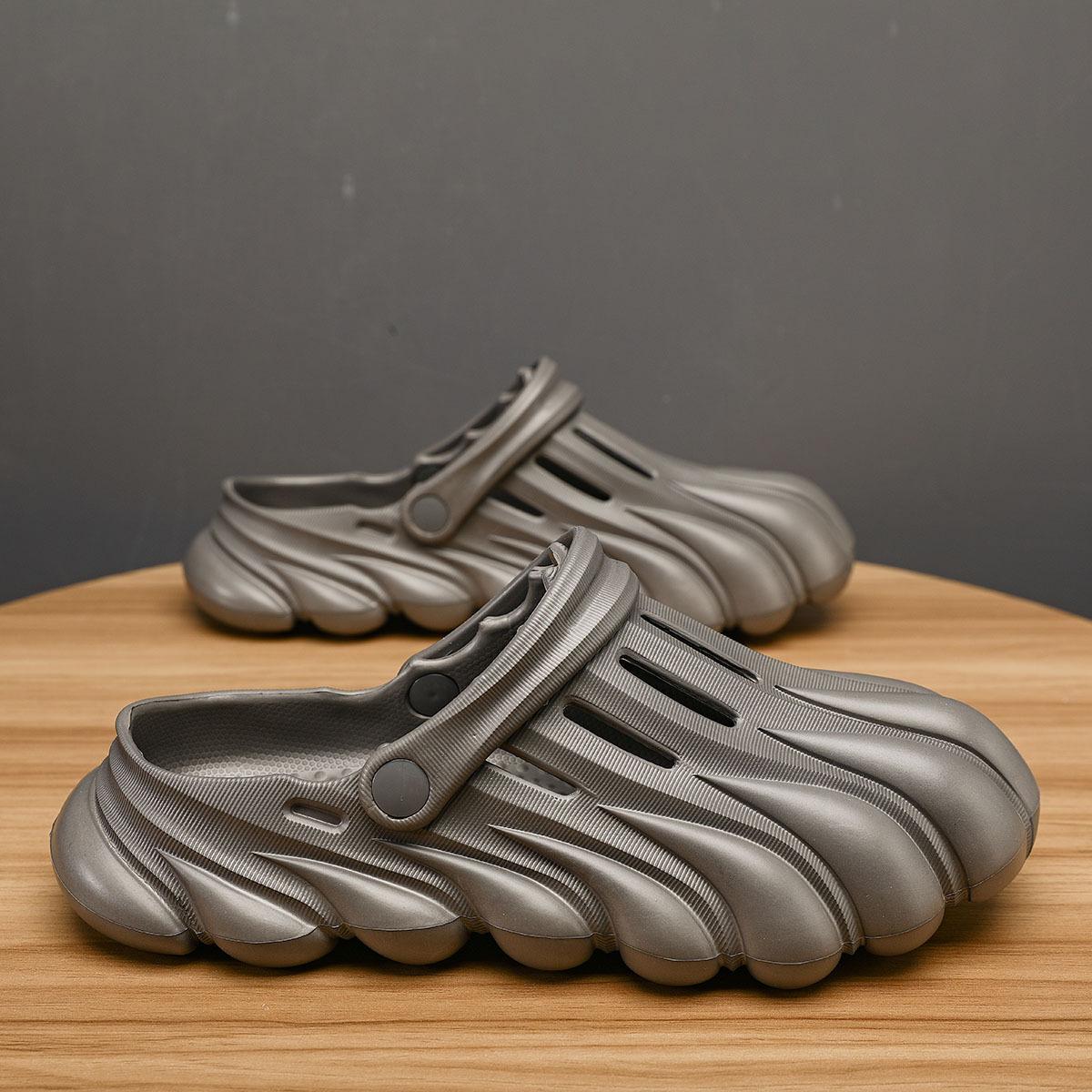 

Повседневные мужские тапочки, летние дышащие туфли с отверстиями, сандалии на плоской подошве, уличные пляжные тапочки из ЭВА, домашние шлепанцы для ванной 40-41