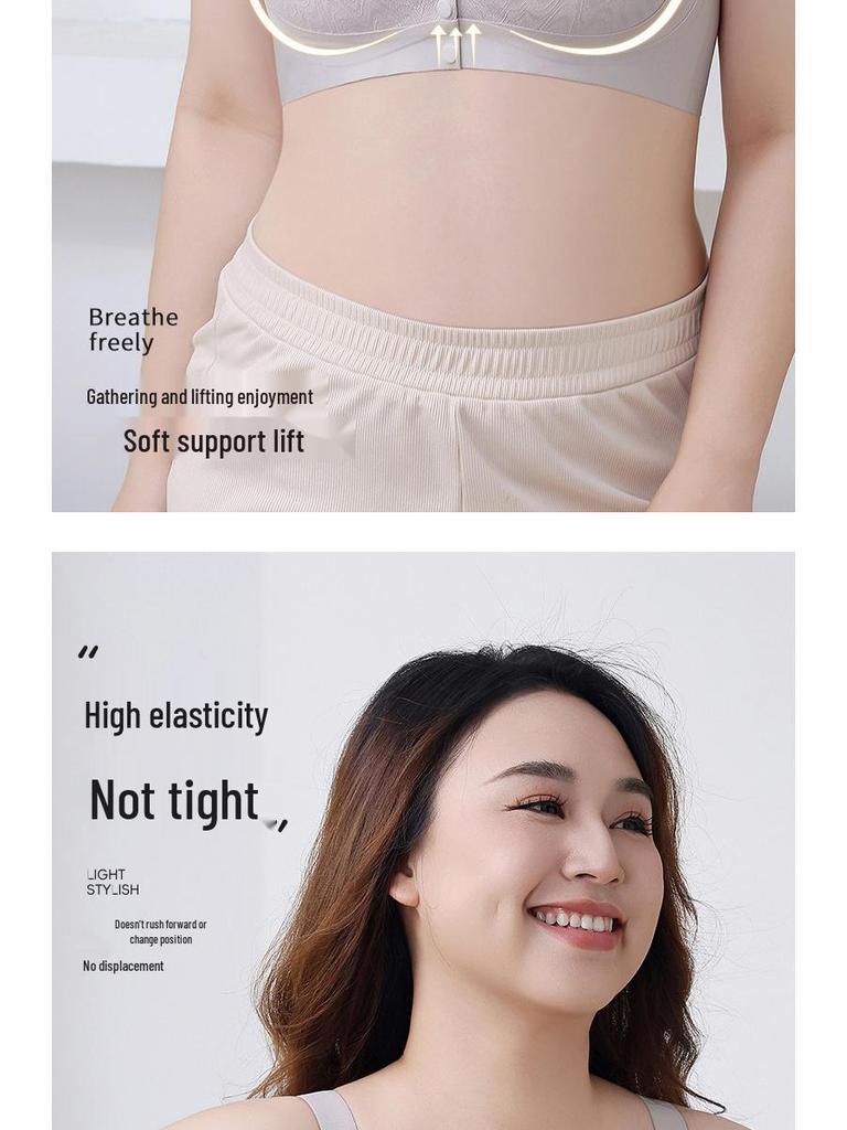 Plus-Size Women's Front-Buckle Nursing Bra: Seamless, Comfortable, for Middle-Aged & Elderly.