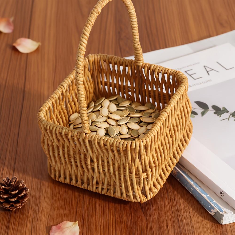 Woven Mini Rattan Baskets: Ideal for Living Room Shelf Storage & Gift Packaging