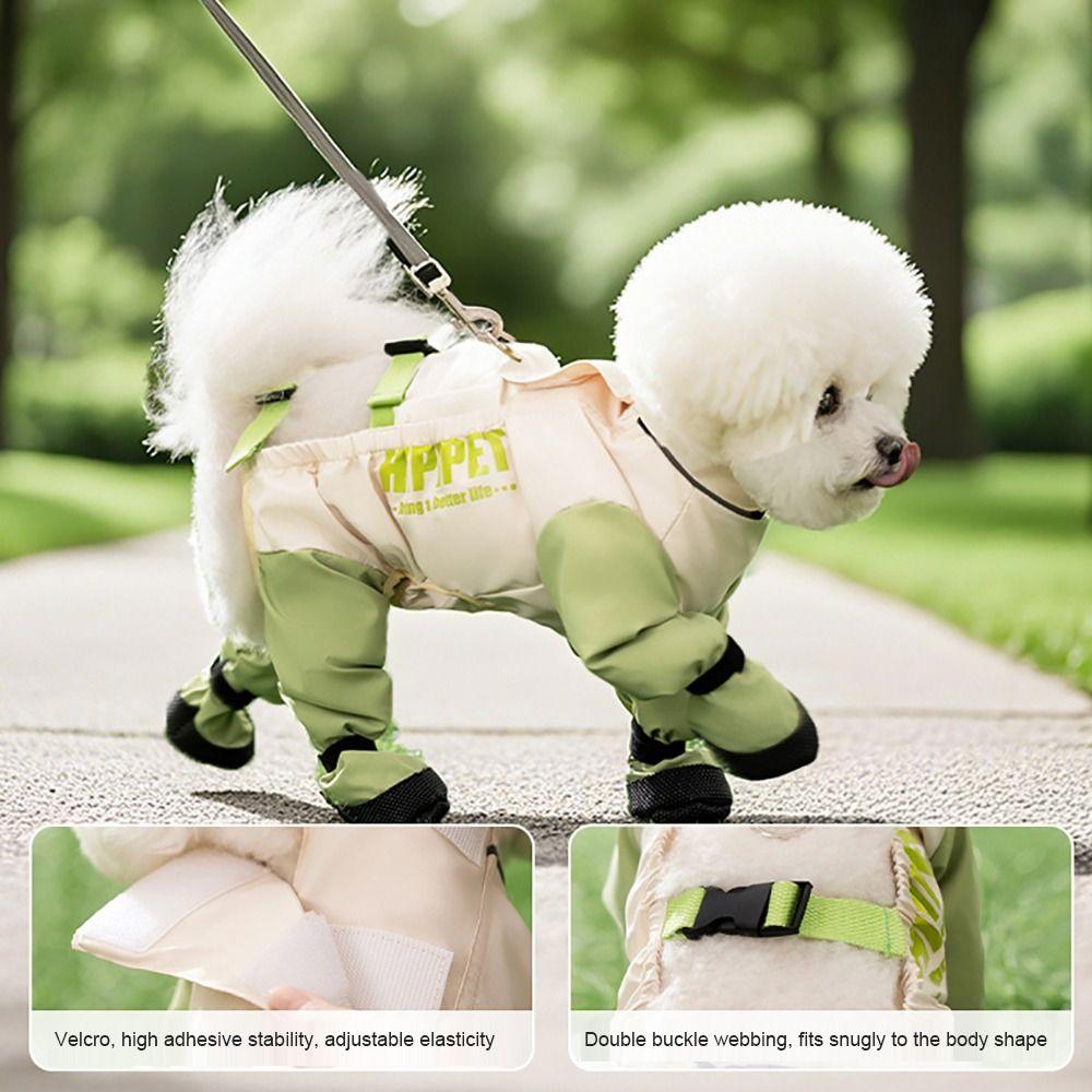 Reflective Stripe Dog Four-Legged Pants Back Adjustable Dog Jumpsuit Shoes  Pet Strolling