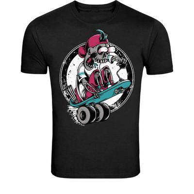 Punk Skeleton Skateboard T-Shirt - Rock Skater Skull Graphic Tee