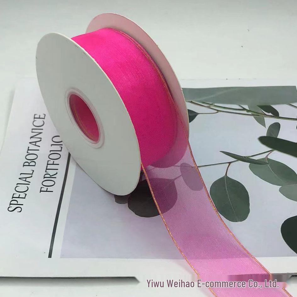 4cm Double Gold-Edged Silk Satin Gauze Ribbon for Gifts, Fresh Flowers, Baking, and Hair Accessories