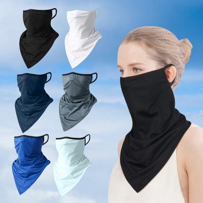 Sun Protection Guard Quick-Drying Fabric Ice Silk Face Guard with Elastic Ear Hooks Triangular Scarf Extended Neck Gaiter