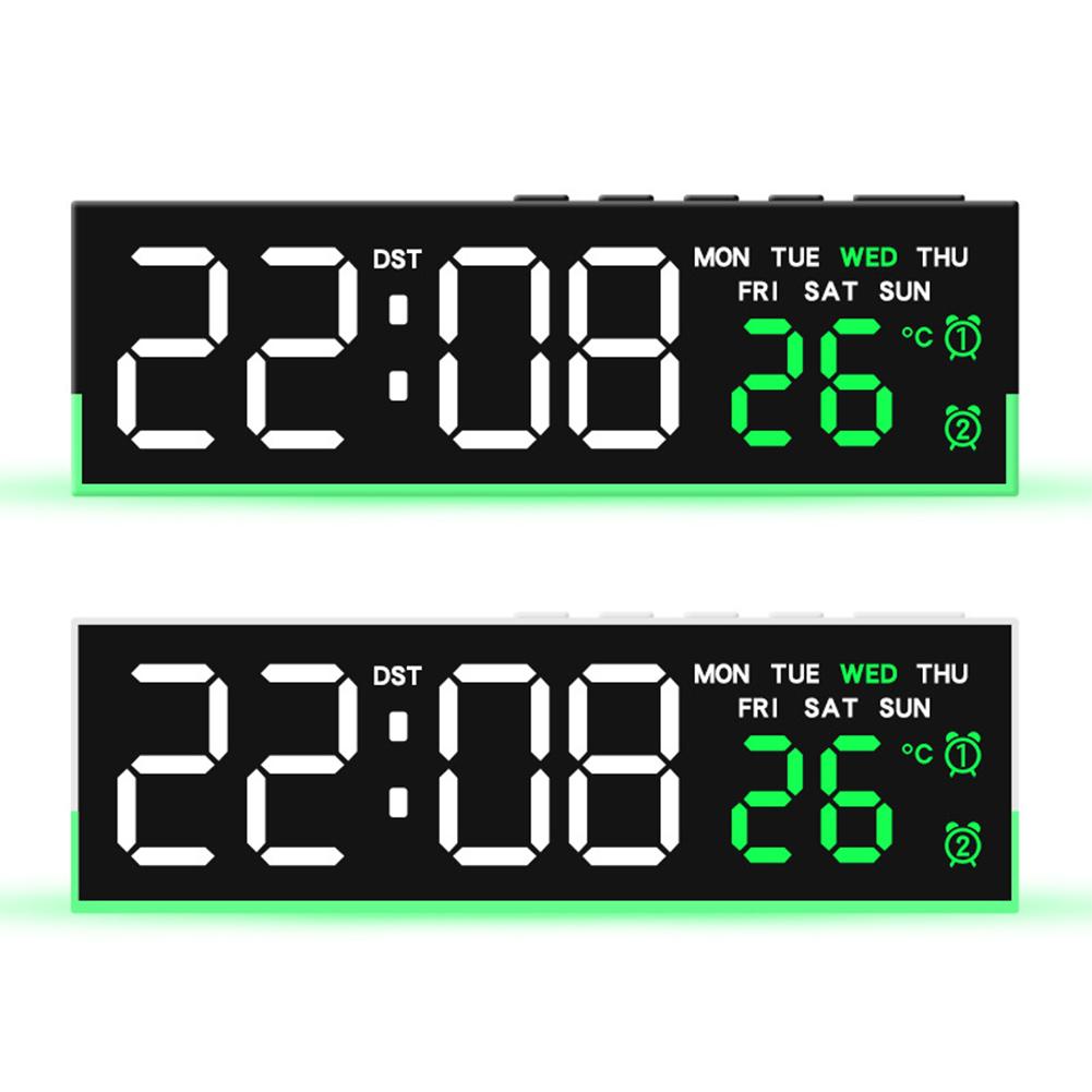 Desk Clock with Atmosphere Lights Modern Electronic Clock USB Charging Port Large Display for Bedroom Home Living Room Office