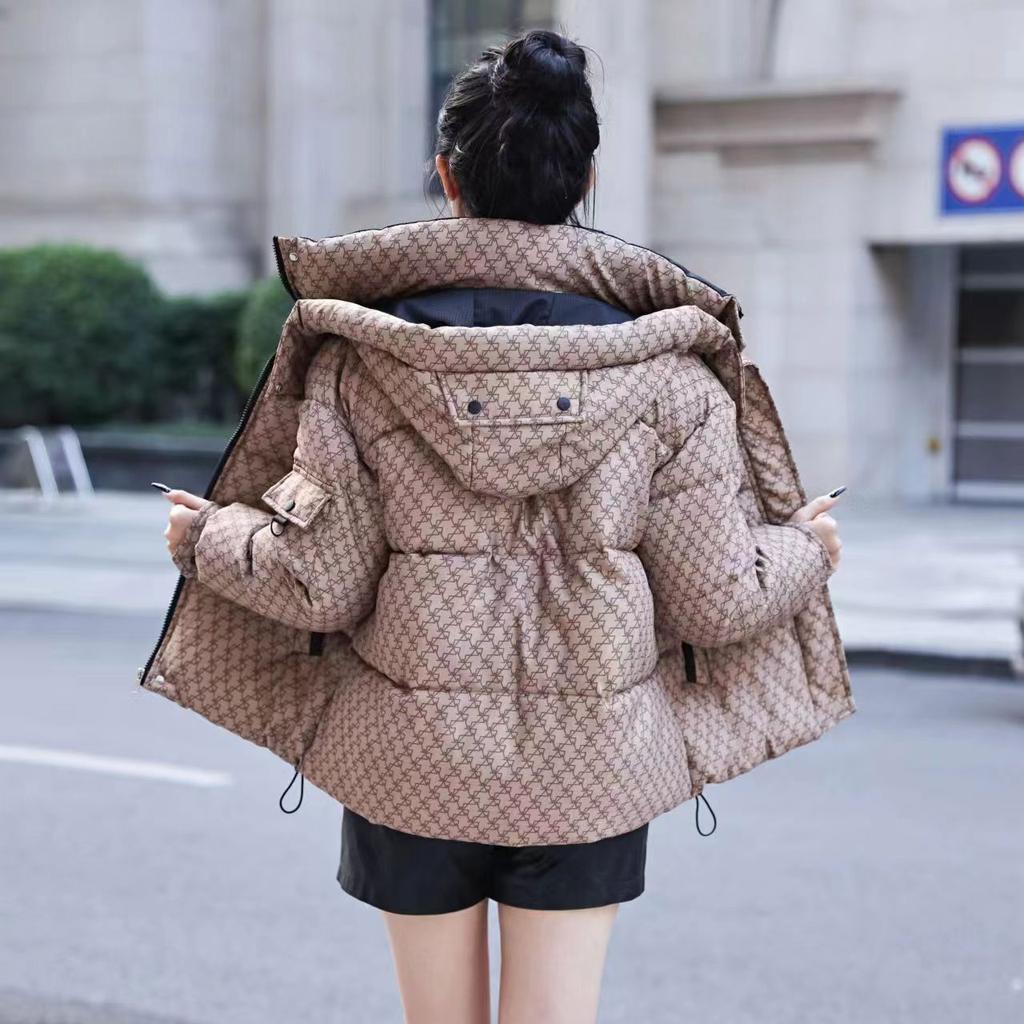 Dámská zimní krátká nadýchaná teplá bunda Kostkovaná bunda s kapucí Plus Size Casual Outdoor bunda