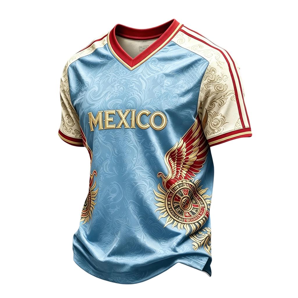 Men's Casual V-Neck Short Sleeve T-Shirt Lightweight Breathable with Mexico Letter Print