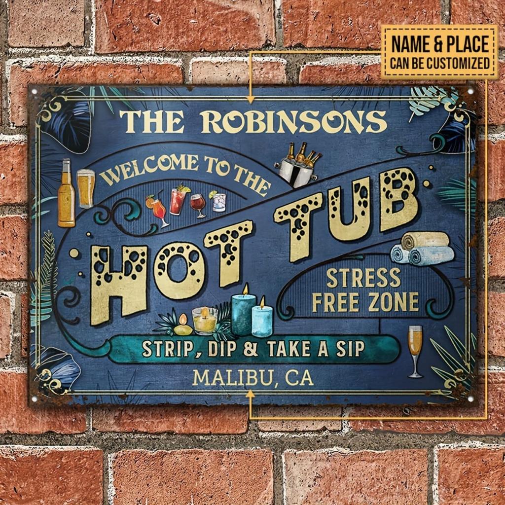Custom Spa Welcome Metal Sign Waterproof Home Decor