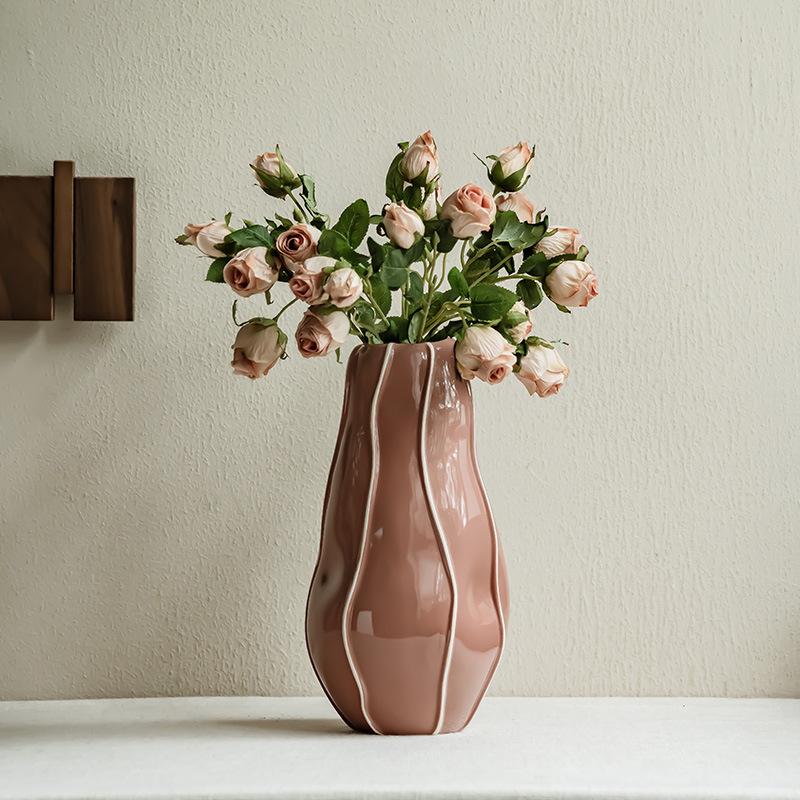 Simple Ceramic Vase, Living Room Dining Table Decoration Ornament, Water Raised Flowers, Dried Flower Arrangement, Designer Flower Arrangement