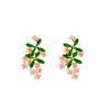 French High-End Flower Earrings, Super Fairy Forest Leaf Cherry Blossom Earrings, Light Luxury Oil Dripping Earrings, Women