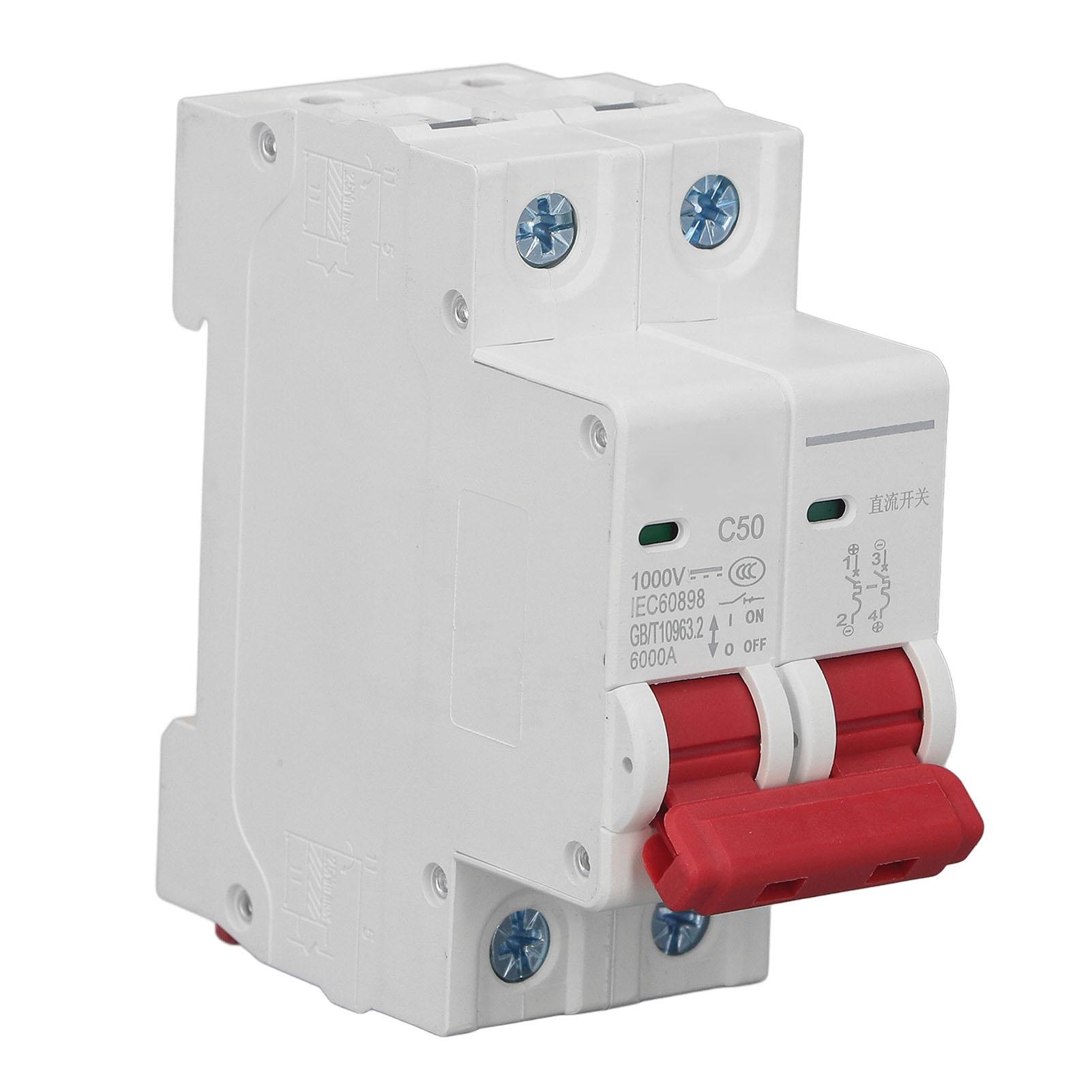 

DC Miniature Circuit Breaker 2P Solar PV System 50A DIN Rail Mount DC1000V 6000A Segmented Capacity DZ47 63Z C50
