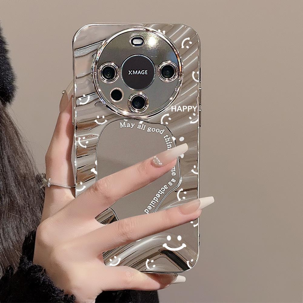 Mirror Phone Case for iPhone 16 11 13 14 for 16 Pro 12 13 15 16 Pro Max for Samsung A15 A16 A35 A55 Cute Cloud Flower Puppy Electroplated Phone Case