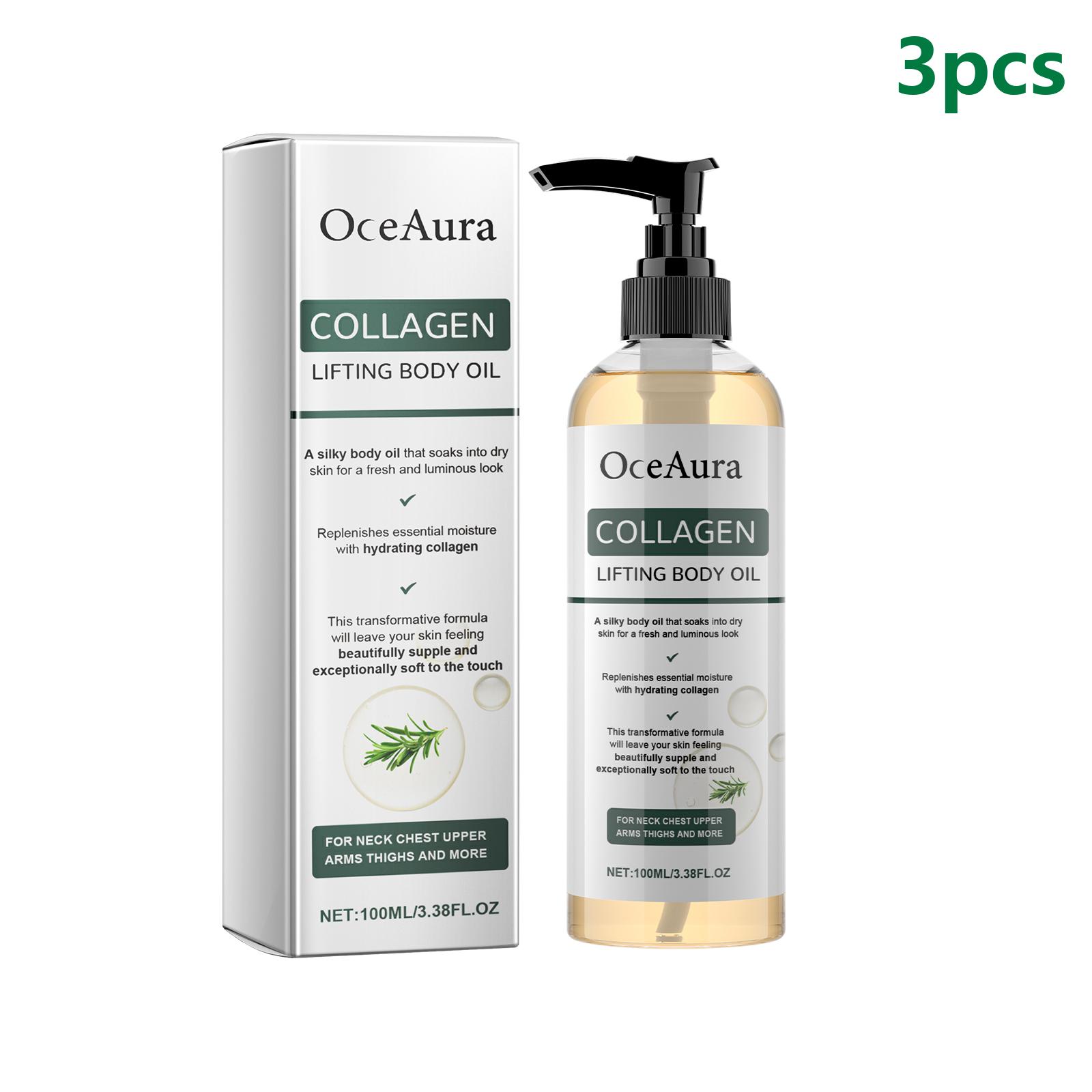 OceAura Huile Corporelle Lifting au Collagène Hydratante Amélioration de l'Élasticité de la Peau Raffermissement du Corps Huile de Massage pour un Corps Lisse au Romarin