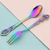 12pcs Colorful Royal Tableware Set Western Stainless Steel Flatware Cutlery Coffee Spoon Fruit Cake Fork Dinnerware Silverware