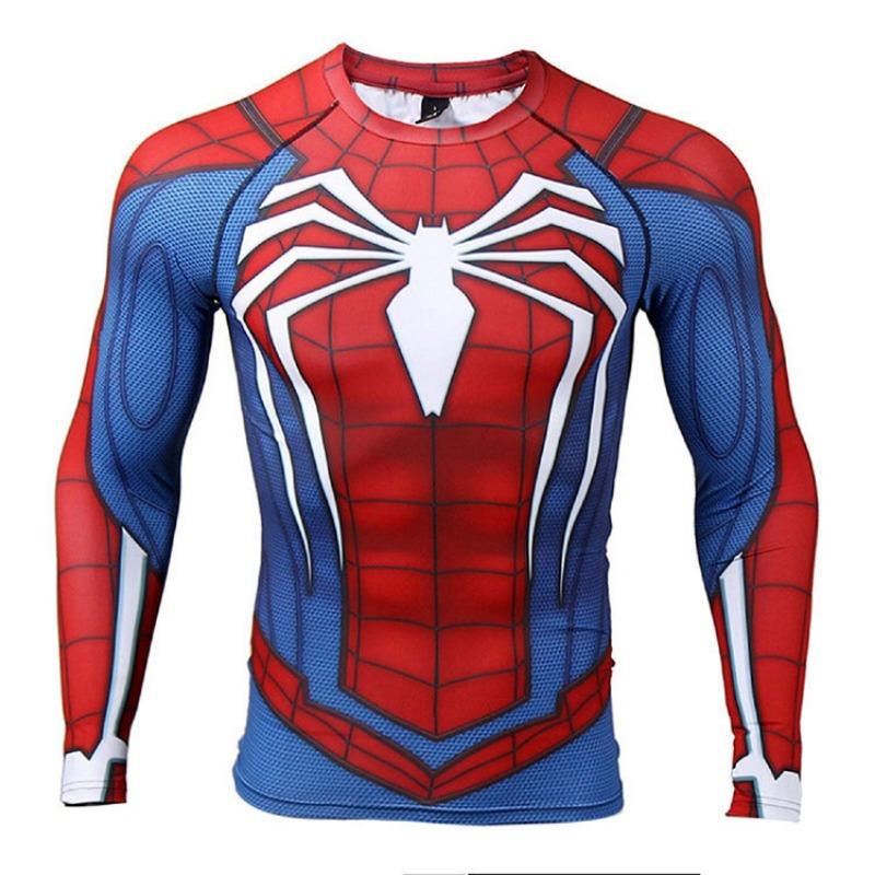 T-shirt Imprimé Numérique 3D Super-Héros Manches Longues Thème Halloween Fête Costumée Tenues de Jeu de Rôle pour Homme