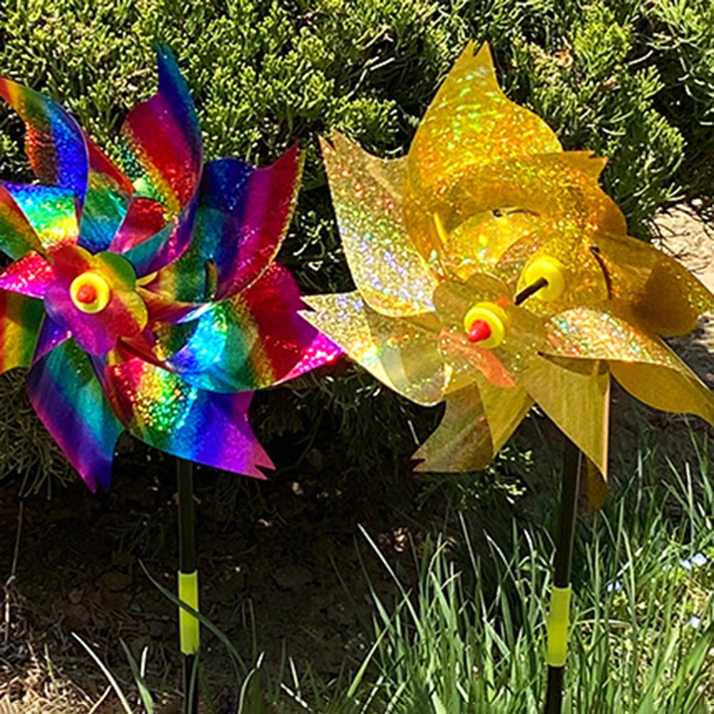 3D Flower Windmill Colourful Wind Spinner Bird Repeller Pinwheels Laser Bird Deterrent Windmill Spinner Garden Lawn Yard Decor