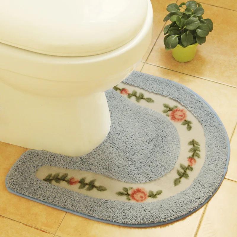 Rural U-shaped Toilet Seat Cushion Bathroom Absorbent Floor Mat Door Mat Waterproof and Anti Slip Carpet