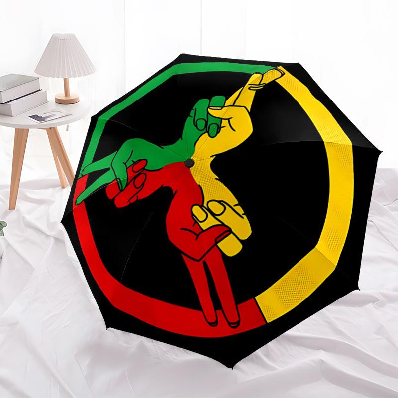 

1pc Peace Love Automatic Open 8-Rib Windproof Umbrella, Travel & Commuting, Suitable for All Seasons