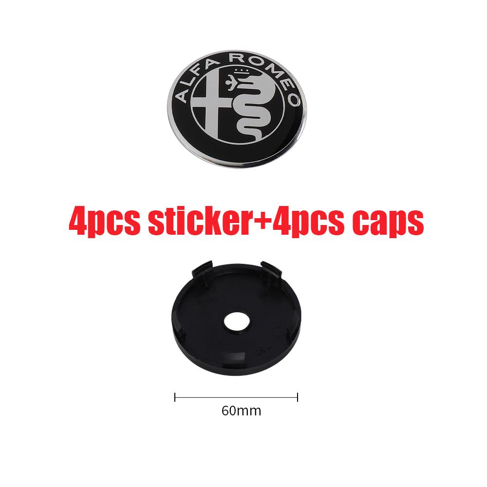 4Pcs 56/60MM Car Wheel Center Hub Caps For Alfa Romeo Giulia Stelvio Giulietta 156 159 147 Mito Tonale GT 166 Logo Sticker Cover
