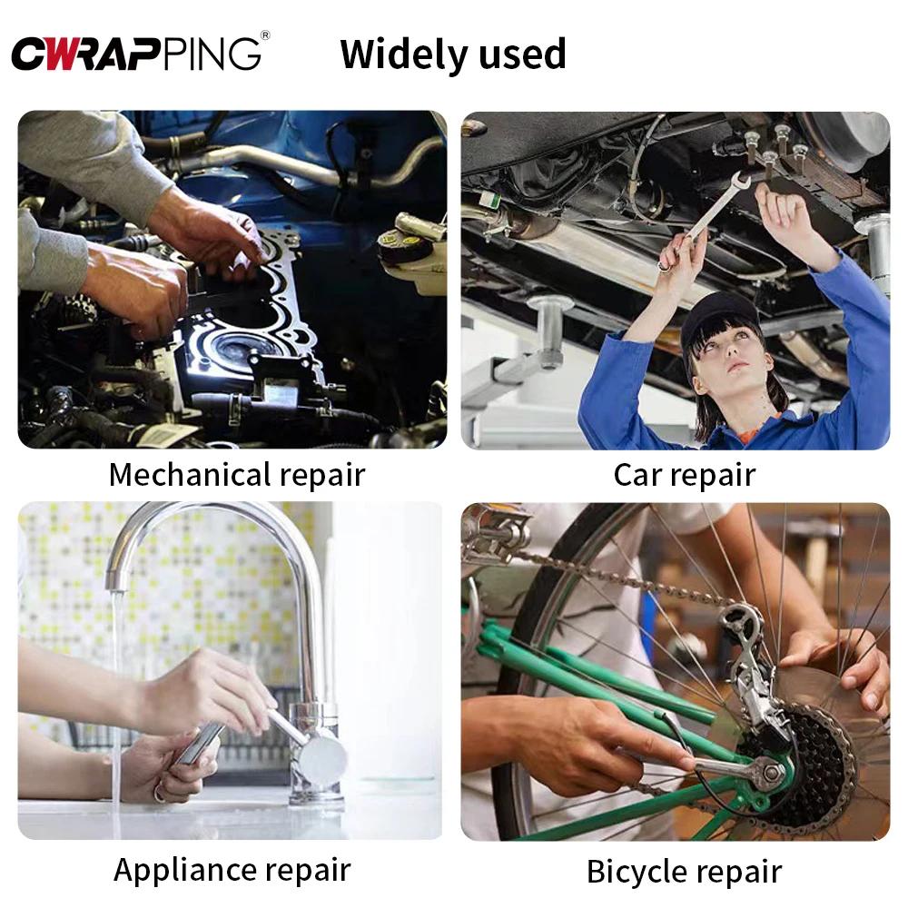 6-10mm Handheld Short Handle Double-head Wrench Kit Chrome Vanadium Steel Portable Repair Tool Suitable for Automotive Bicycles