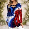 Women Plus Size Long Sleeve Casual Blouse Metal Ring Neckline Stylish Comfortable Daily Wear Top