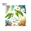 Removable Dolphin Turtle Wall Decor Ocean Themed Glow In The Dark Toilet Seat Stickers, Waterproof PVC Marine Life Decals for Nursery