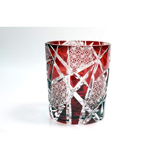 GREEM MARKET Wooden Box Included Craft Cut Glass Gift Present Glasswork Kiriko Glass Kikutsunagi Cup