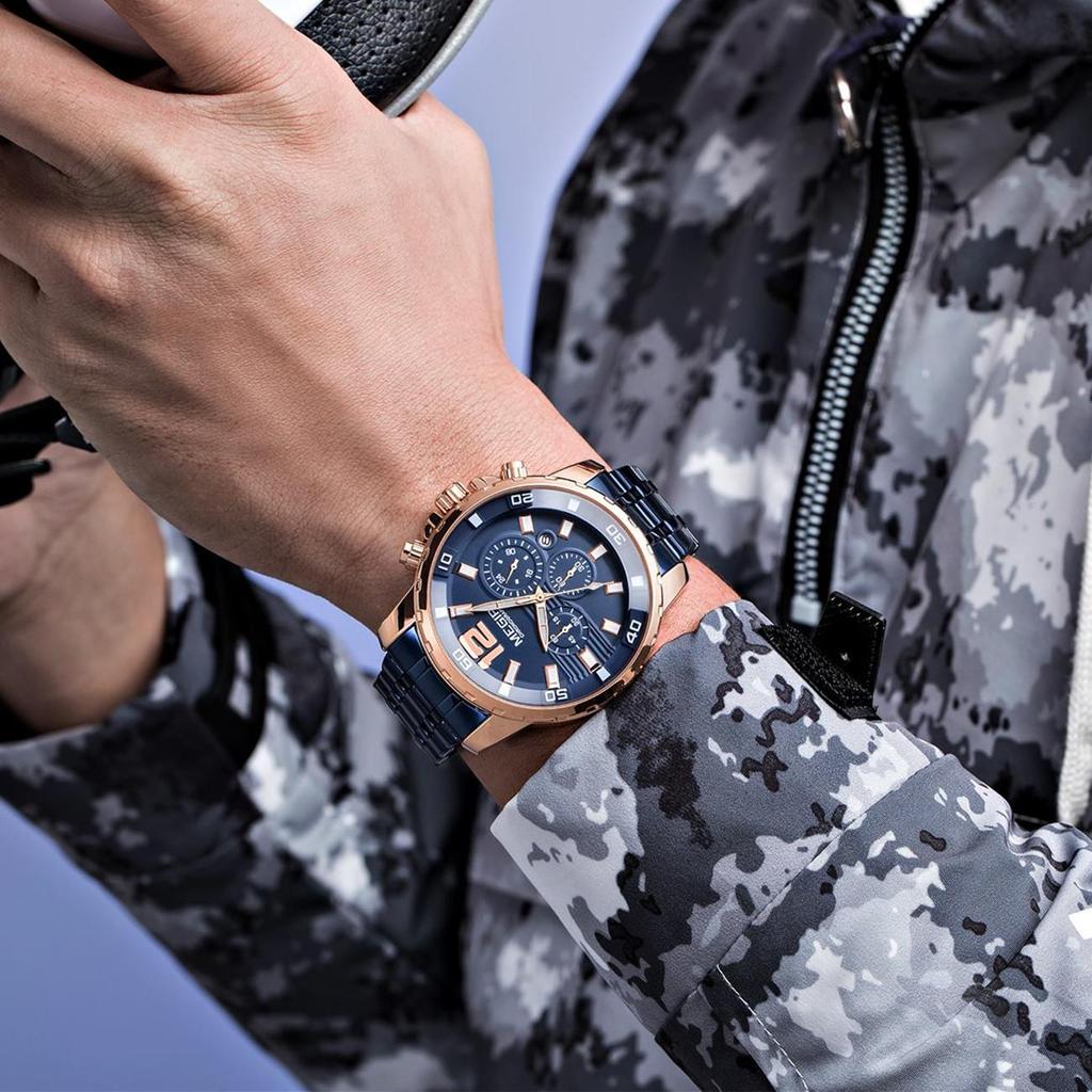 Megir Chronograph Quartz Men Watch Top Brand Luxury Army Military Wrist Watches Clock Men Relogio Masculino Business Wristwatch